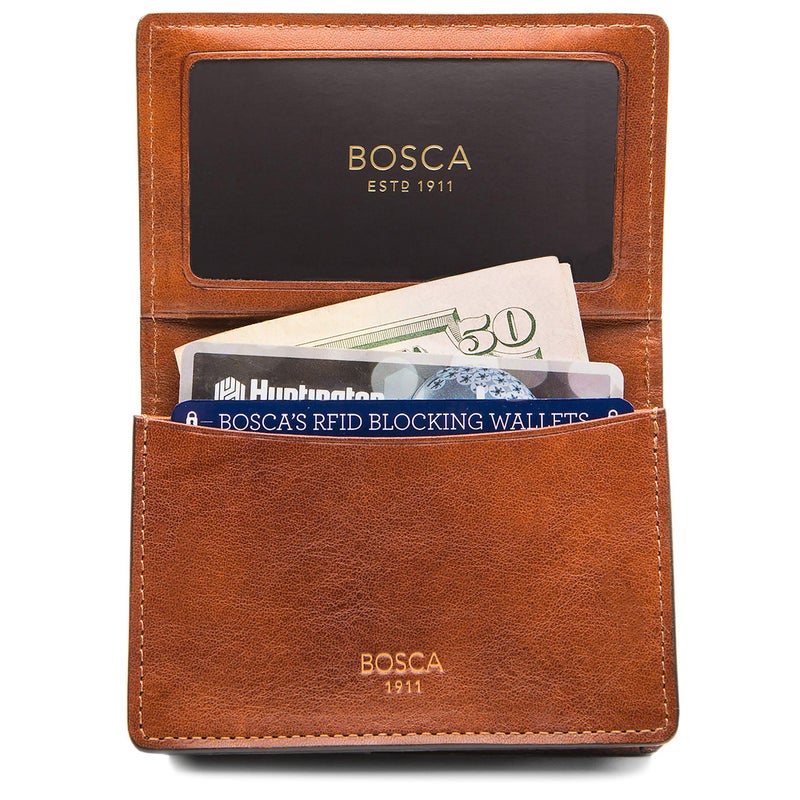 Bosca | Menâ€™s 2 Pocket Card Case Wallet w/I.D. Window in Dolce Italian Leather - Image 5